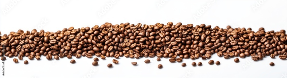 Scattered Coffee Beans on White Background High Contrast Hyperrealism Texture Freshness Aroma Scattered Coffee Beans on White Background High Contrast Hyperrealism Texture Freshness Aroma