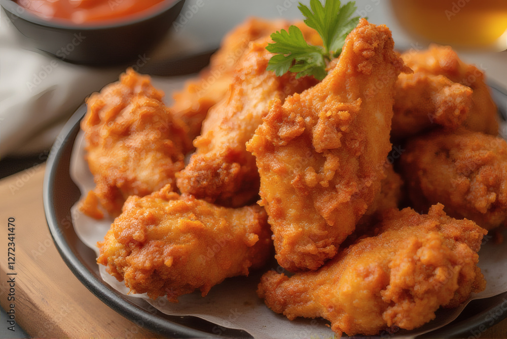 Crispy Fried Chicken Wings with Dipping Sauce Crispy Fried Chicken Wings with Dipping Sauce