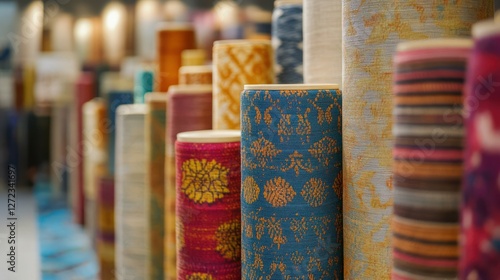 Showroom carpet rolls textile display