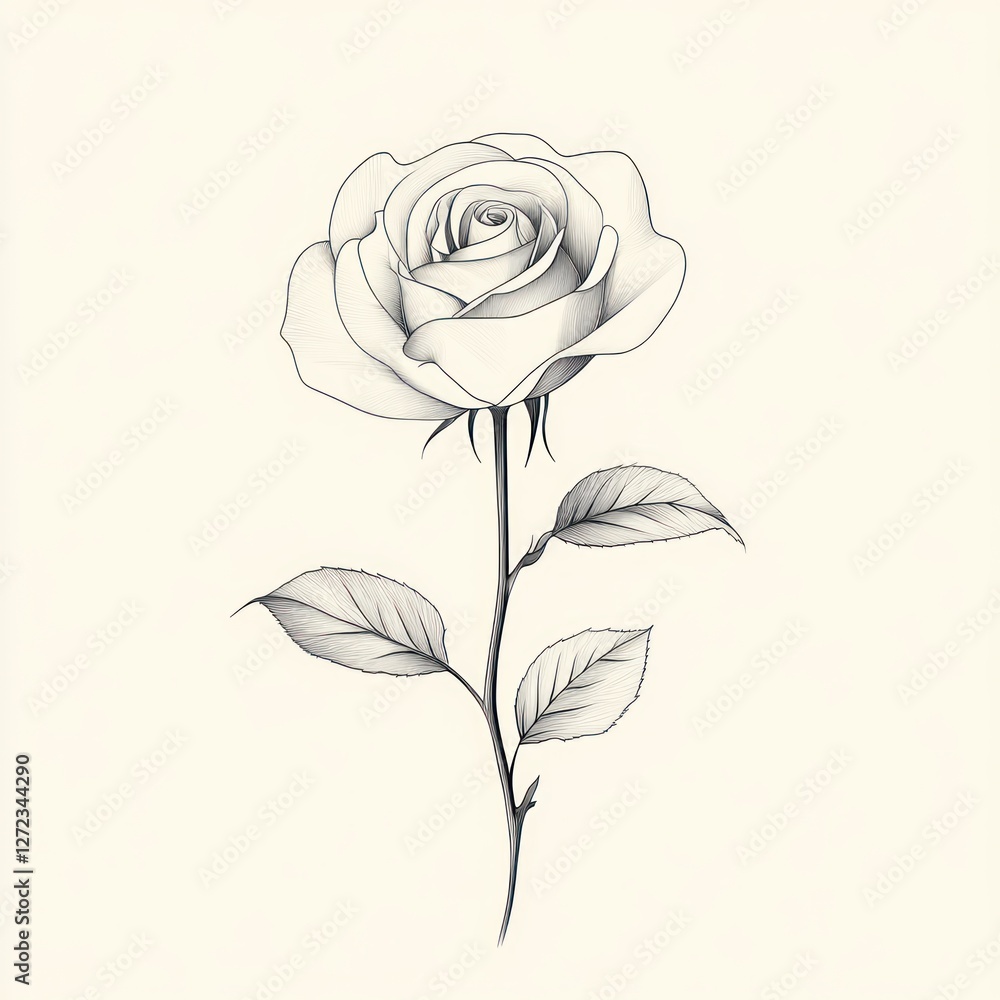 Minimalist Rose Line Art Drawing with Soft Lighting in Elegant Contemporary Style Minimalist Rose Line Art Drawing with Soft Lighting in Elegant Contemporary Style