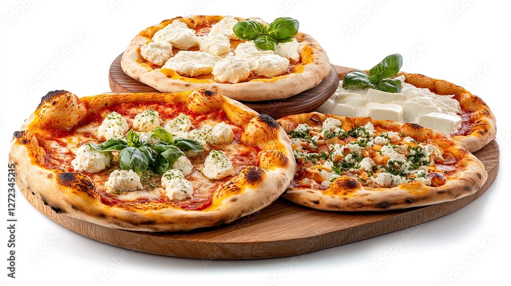 Delicious Assortment Of Four Cheese Pizzas Delicious Assortment Of Four Cheese Pizzas