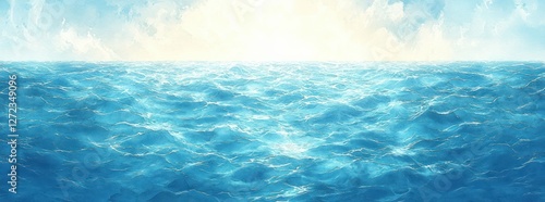 Tranquil Ocean Water Surface with Shimmering Sunlight and Soft Gradients photo