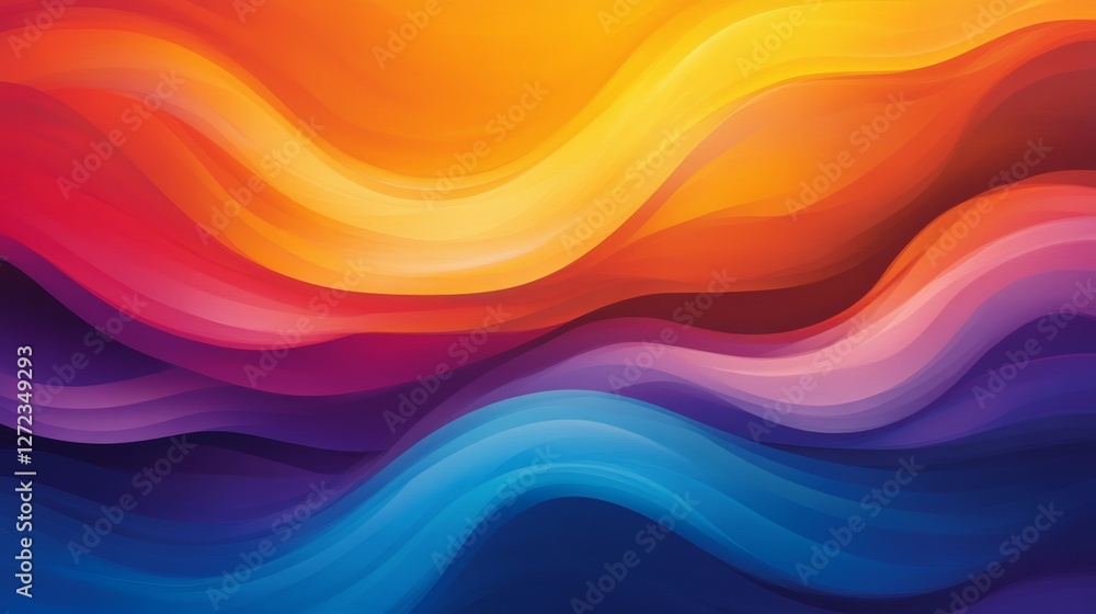 Vibrant abstract artwork featuring flowing waves of orange, purple, and blue. A dynamic and colorful design. Vibrant abstract artwork featuring flowing waves of orange, purple, and blue. A dynamic and colorful design.