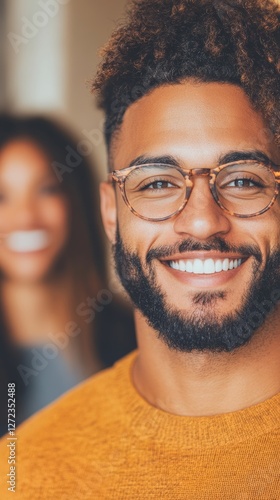 Wallpaper Mural Smiling young Black man with glasses. Warm, friendly portrait. Torontodigital.ca