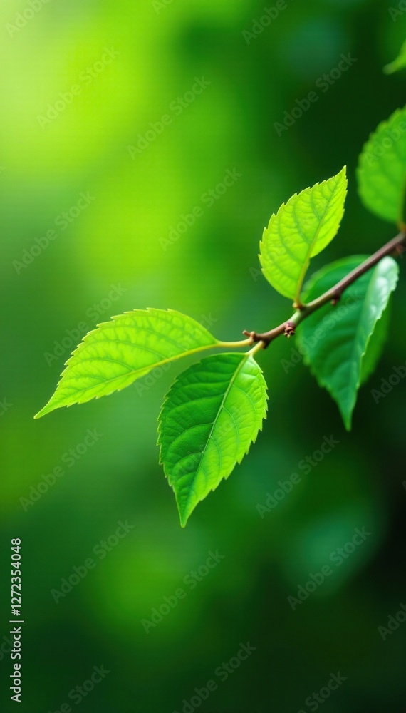 Freshly picked green leaves on a branch with subtle blur, leaf, plant, photography Freshly picked green leaves on a branch with subtle blur, leaf, plant, photography