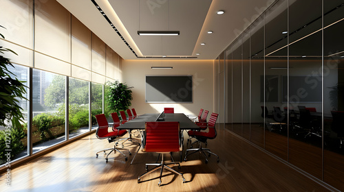 Modern Office with Collaborative Workspaces and Employees