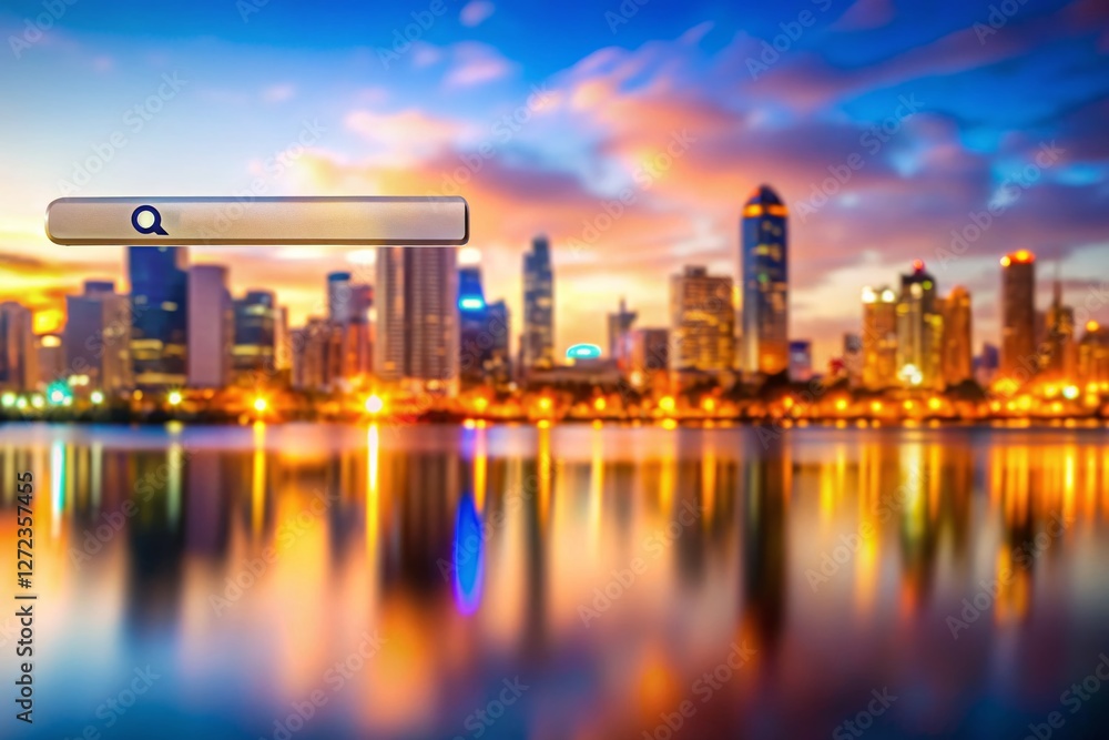 Fototapeta premium Macro Close-up of a San Diego Search Bar Reflection, Detailed Texture and Vibrant Colors