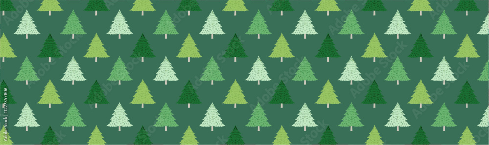 Obraz premium Watercolor Christmas tree pattern background vector illustration for wrapping, card, banner poster.