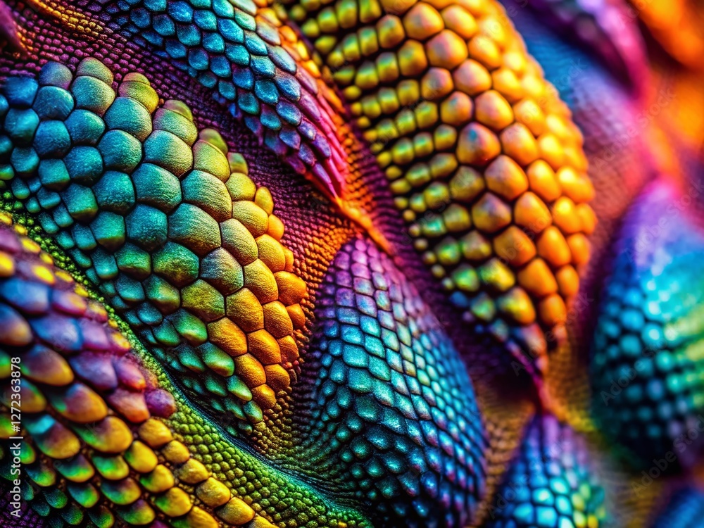 Obraz premium Macro Dinosaur Attack Fashion Print: Close-up Claws & Scales Textile Design