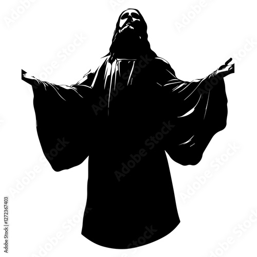 Silhouette of Jesus with Open Arms – Symbol of Love & Salvation