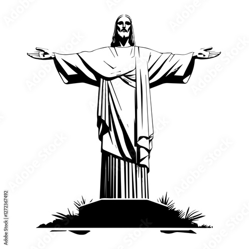 Silhouette of Jesus with Open Arms – Symbol of Love & Salvation