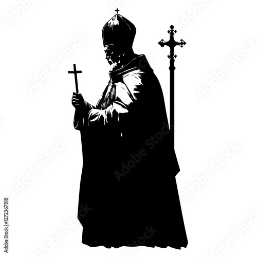 silhouette of a woman with a cross