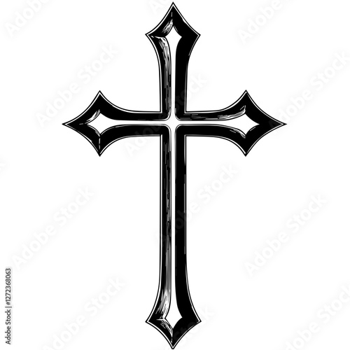 silver cross on a white background