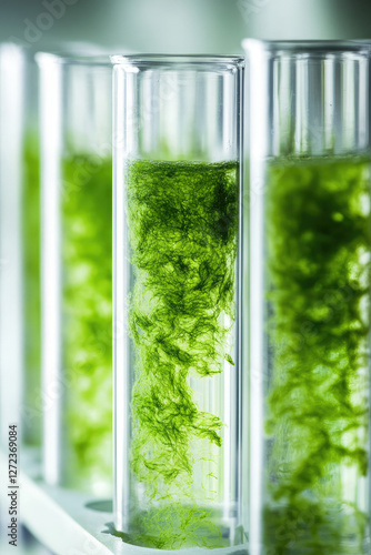 Photobioreactor in algae fuel lab, phytoplankton, biofuel project, algae research  photo