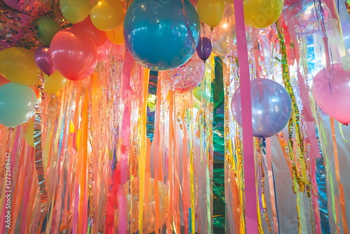 Wallpaper Mural Streamers and balloons adding to the festive mood in a colorful and celebratory scene Torontodigital.ca