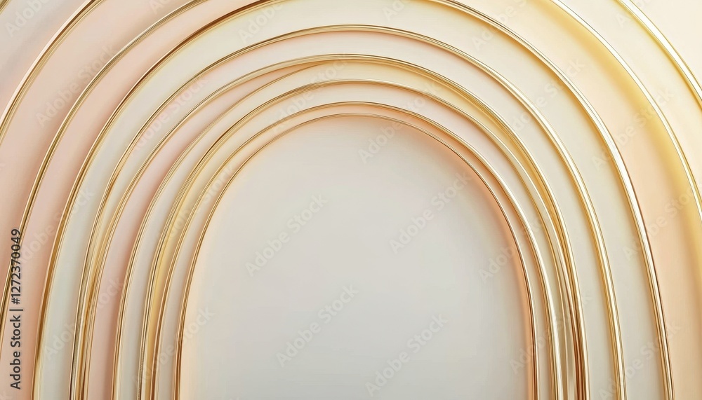 Fototapeta premium Abstract Golden Arcs on Beige Background