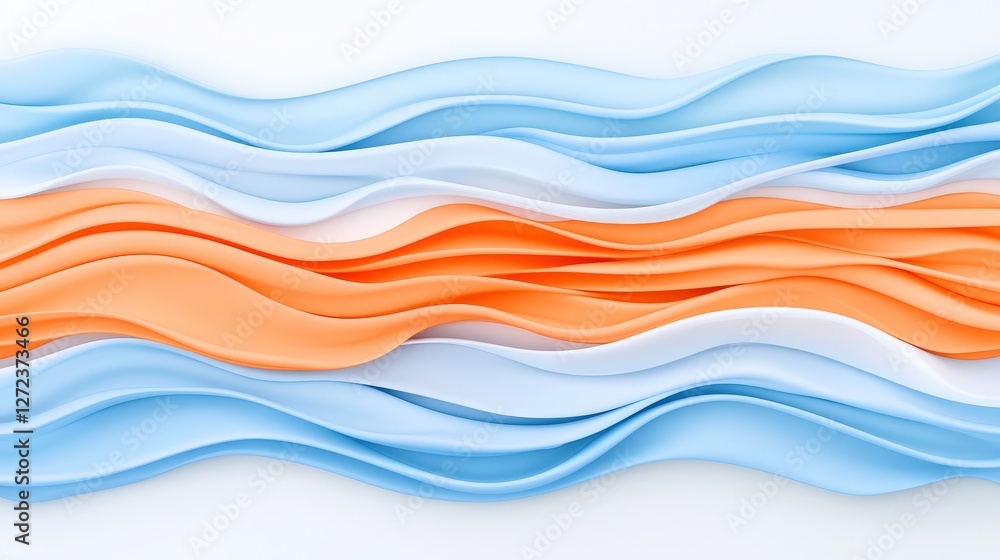 Abstract pastel flowing waves in blue and orange for wallpaper or design element Abstract pastel flowing waves in blue and orange for wallpaper or design element