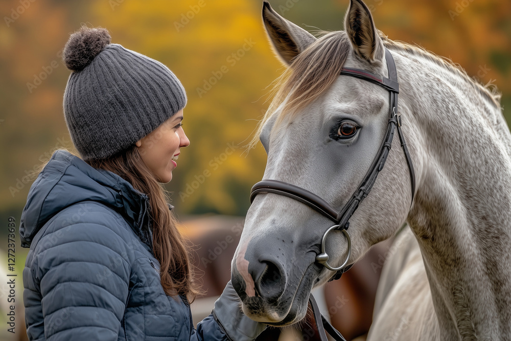 Obraz premium Horse Examination, Veterinarian, Horse Owner, Horses, Equine Stables, Horse Farm, Horse Portrait, Realistic Photography
