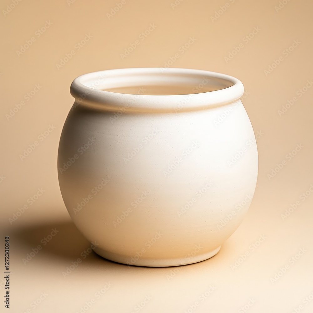 Clay pot for plants on neutral background, shot in studio. Use for gardening, home decor, and crafts Clay pot for plants on neutral background, shot in studio. Use for gardening, home decor, and crafts