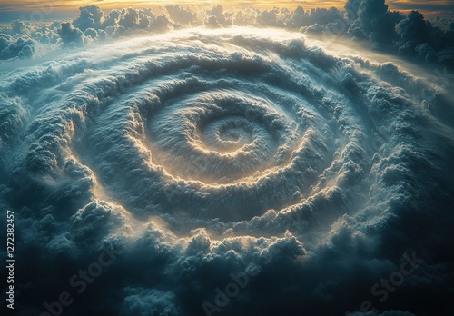 Hurricane Aerial View Massive Storm Clouds Dynamic Spiral Ocean Weather Ecology Nature photo