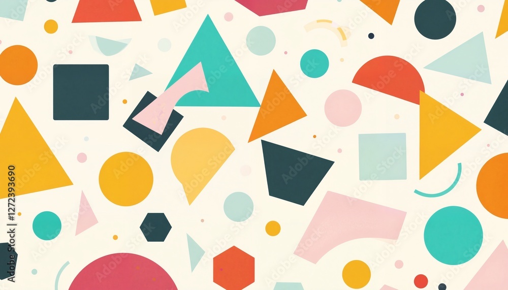 Vibrant Geometric Pattern with Pink, Orange, Yellow, Green and Blue Shapes Vibrant Geometric Pattern with Pink, Orange, Yellow, Green and Blue Shapes