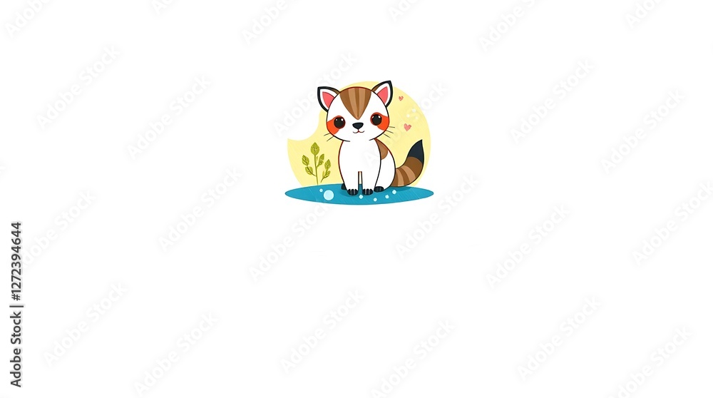 Adorable Cartoon Cat Illustration, Cute Kitten Design Adorable Cartoon Cat Illustration, Cute Kitten Design