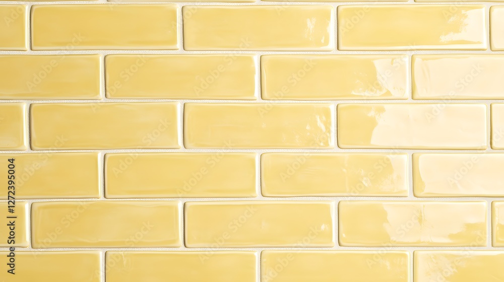 Obraz premium Pale Yellow Glossy Ceramic Tile Wall