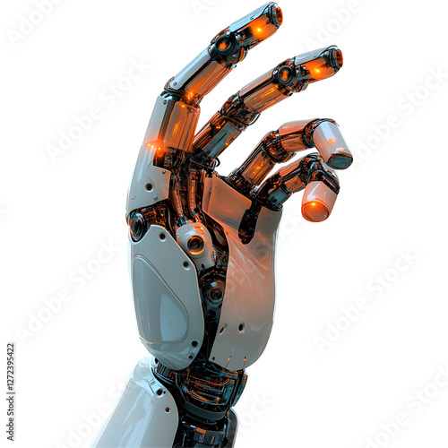 Intricate Robotic Hand Grasping A Digital Sphere With Futuristic Lighting Effects And Patterns photo