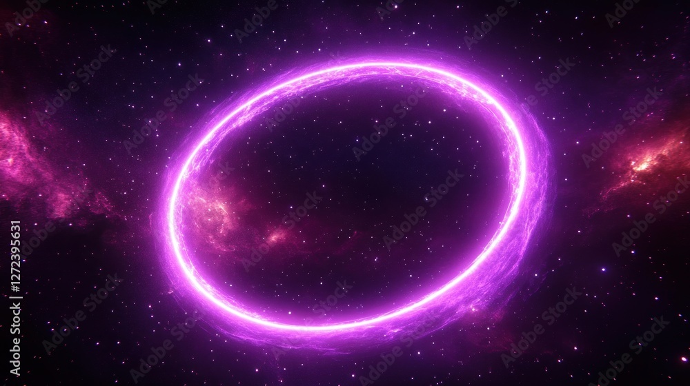 Fototapeta premium Neon Rings Light Space Cosmic Art