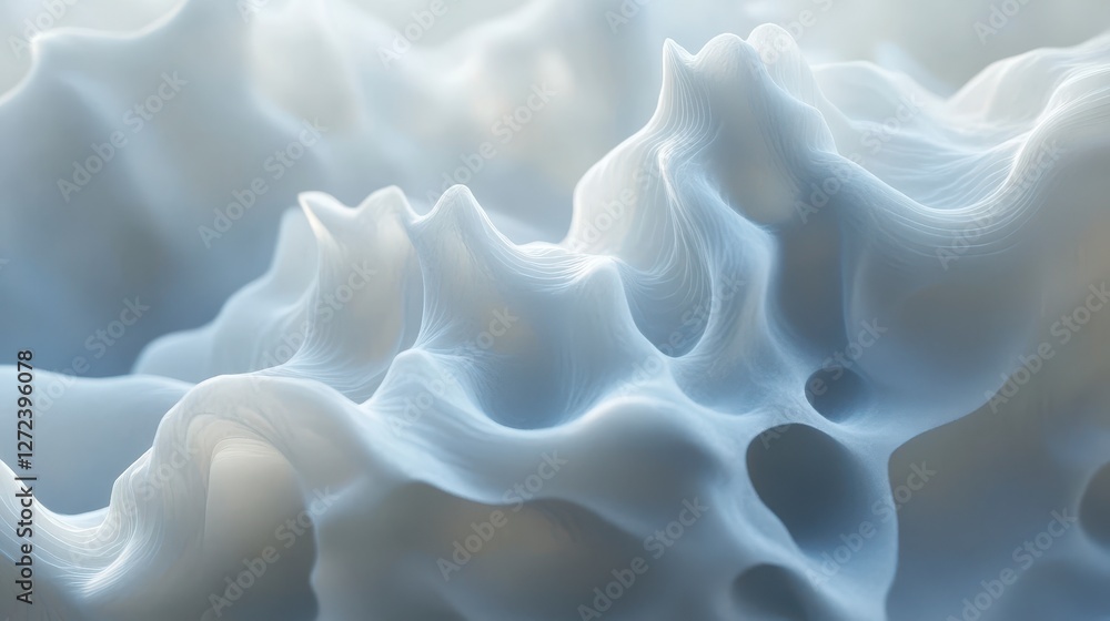 Obraz premium Abstract Soft Blue Waves Flowing in Ethereal Dreamy Texture