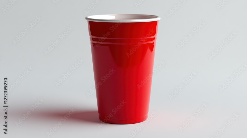 Single red plastic party cup with white rim, isolated on white background. Single red plastic party cup with white rim, isolated on white background.