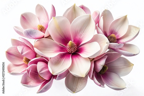 Magnolia Blossom Petals, Top View, Isolated White Background - High-Resolution Stock Photo