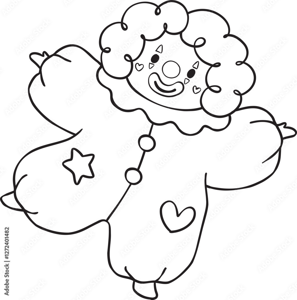 Happy Clown Jumping outline doodle Happy Clown Jumping outline doodle