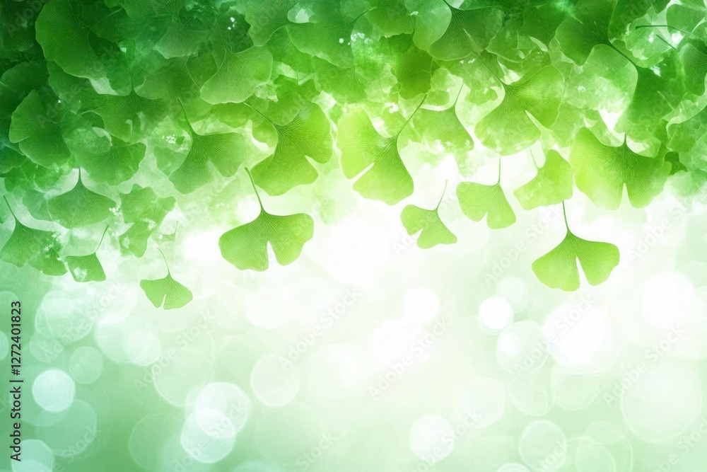 Floating Ginkgo Leaves in Dreamy Abstract Background Floating Ginkgo Leaves in Dreamy Abstract Background