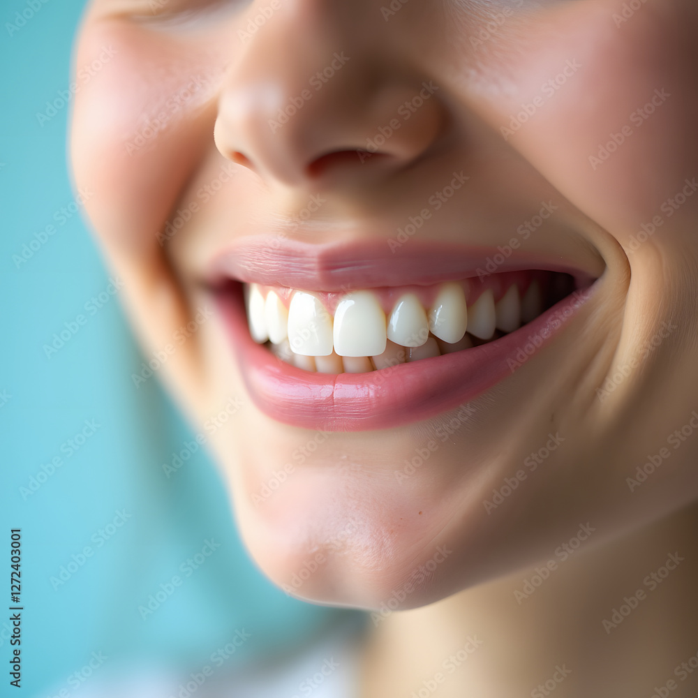 Fototapeta premium A closeup on a perfect teeth of woman smiling.