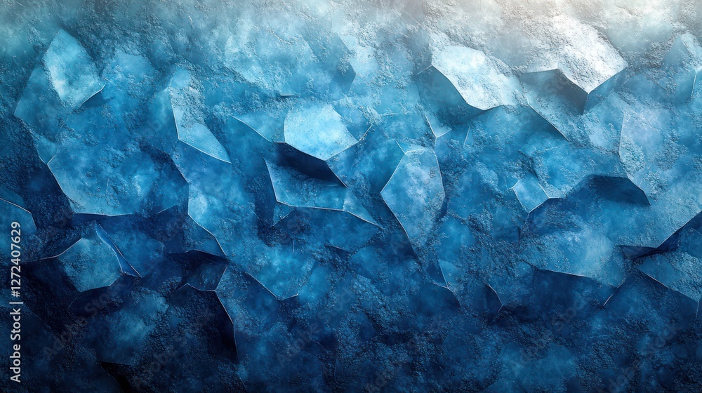 Fototapeta premium Geometric Triangles in Blue and Cyan Ambient Light