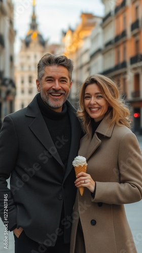 middle aged couple having f...