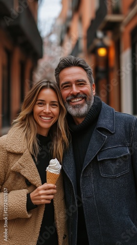 middle aged couple having f...