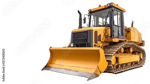 Obraz na płótnie A yellow bulldozer with a large blade on the front w salonie