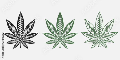 Cannabis vector icon set. Marijuana leaf icons. Medical weed legalize drug concept sign. Vector illustration.
