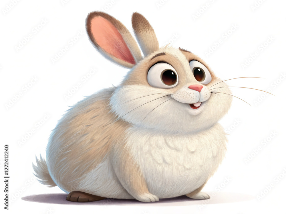 Obraz premium white rabbit on white background cute cartoon 3d render isolate 
