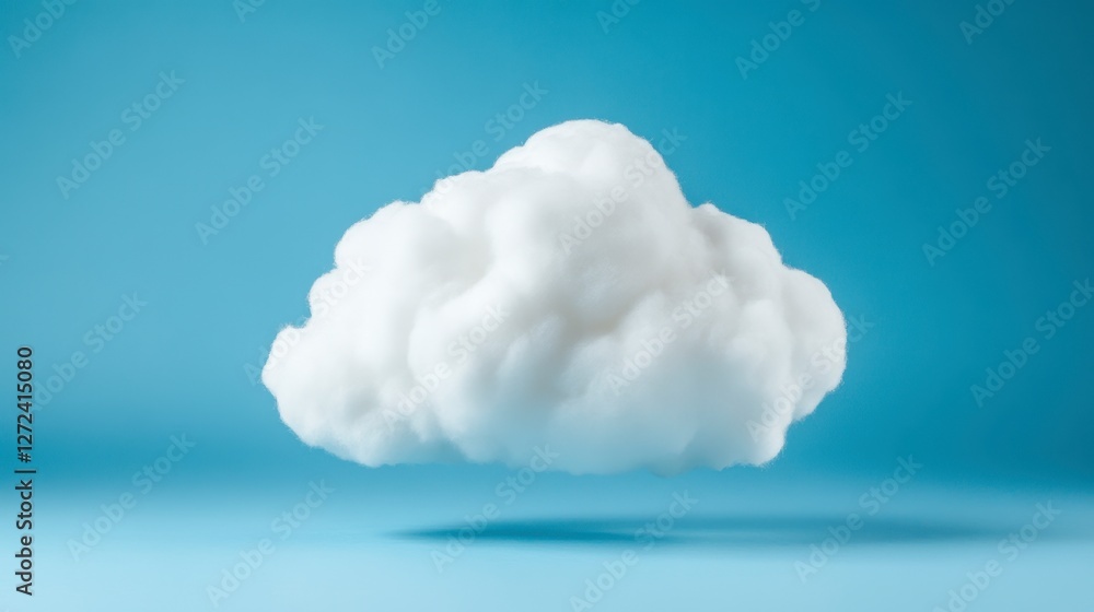 Soft White Cloud Floating Against Bright Blue Background Soft White Cloud Floating Against Bright Blue Background