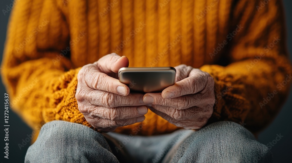 Close up of an elderly man s hands using a smartphone device for digital communication connection and interaction in the modern technology driven lifestyle Close up of an elderly man s hands using a smartphone device for digital communication connection and interaction in the modern technology driven lifestyle
