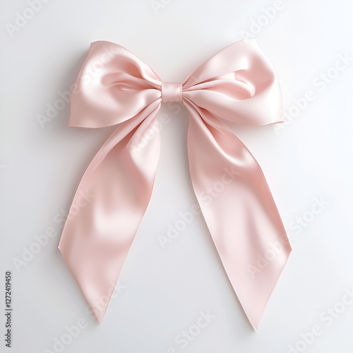 Elegant pale pink bow on a white background. Perfect for gifts, decoration, or a special occasion.