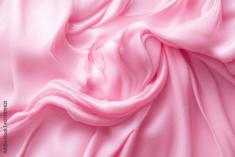 Obraz premium Pink silky fabric folds and swirls. Perfect for beauty, fashion, or luxury product backgrounds.