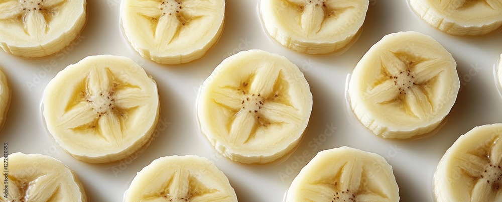 Fresh Ripe Banana Slices Collection on White Background Fresh Ripe Banana Slices Collection on White Background