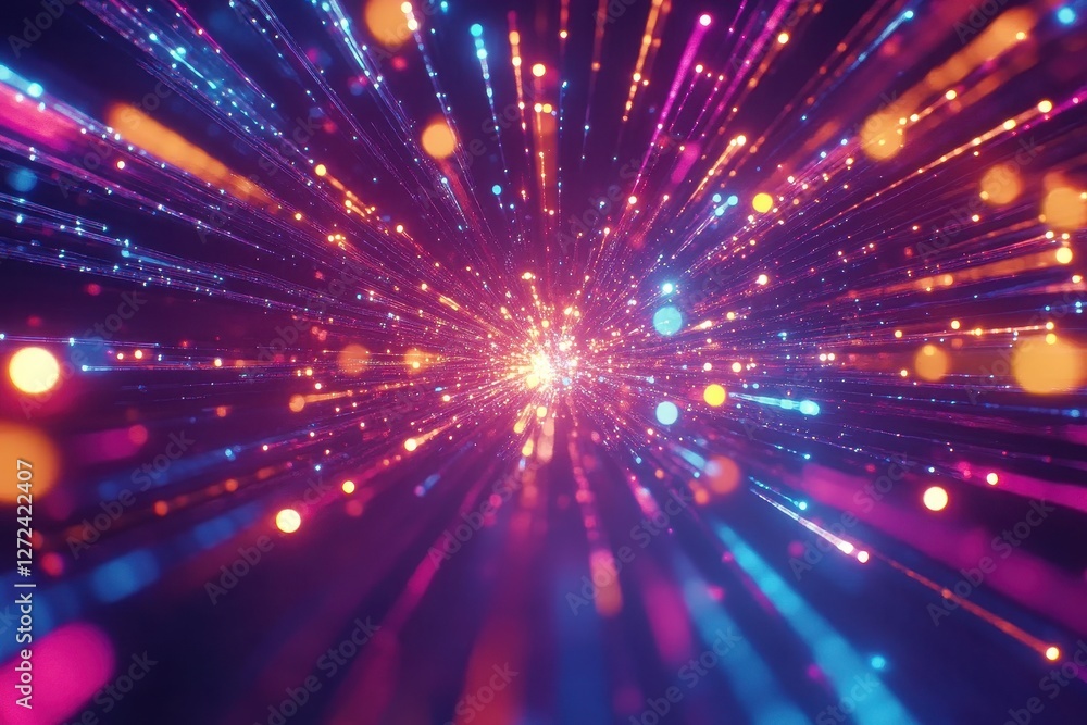 Fototapeta premium Abstract background with vibrant, multicolored light streaks. Ideal for projects needing energy, speed, or futuristic themes.