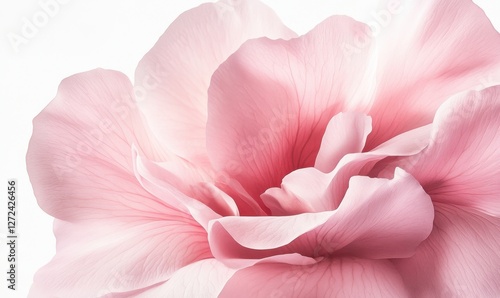 Close-up of a delicate pink flower with soft petals, showcasing intricate details and textures