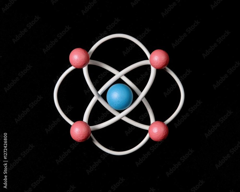 A stylized atomic model featuring a blue nucleus and orbiting particles, set against a black background, symbolizing scientific concepts. A stylized atomic model featuring a blue nucleus and orbiting particles, set against a black background, symbolizing scientific concepts.