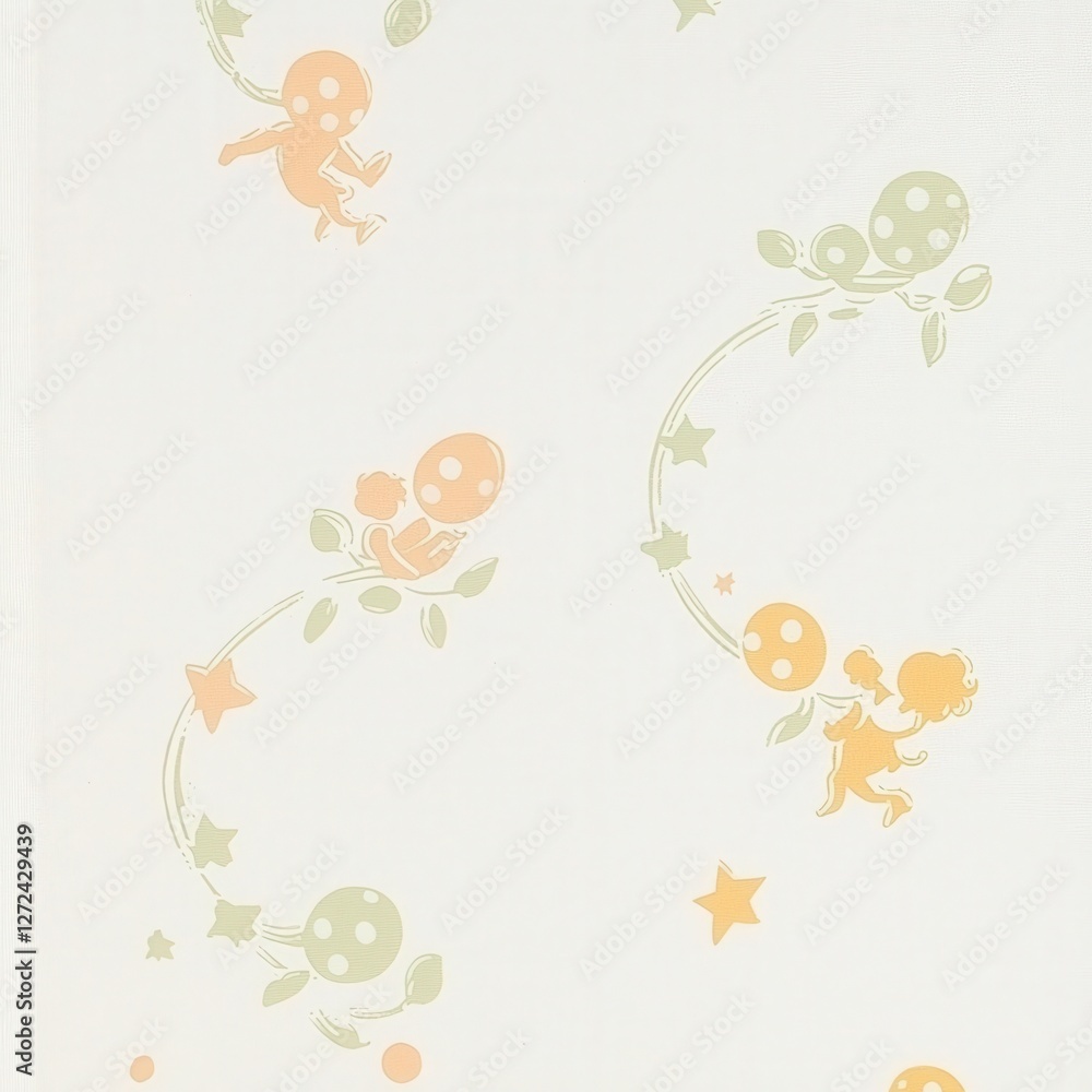 Seamless pattern of babies flying with balloons and stars, can be used for textile design Seamless pattern of babies flying with balloons and stars, can be used for textile design